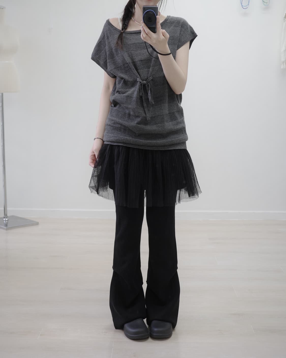 Black pleats sha skirt 상품이미지6