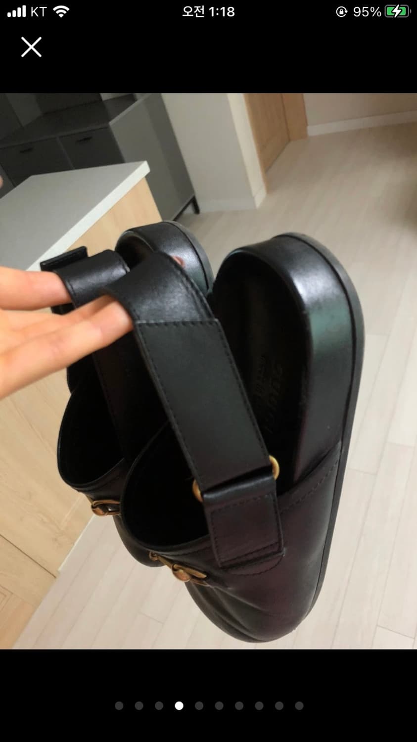 구찌 블랙 가죽 홀스빗 뮬 샌들(정품) 상품이미지4