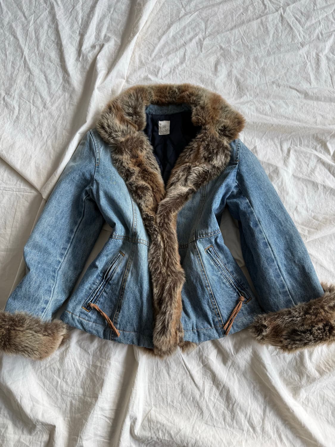 오네갸루 갸루 0‘s y2k 데님 퍼 자켓 상품이미지1