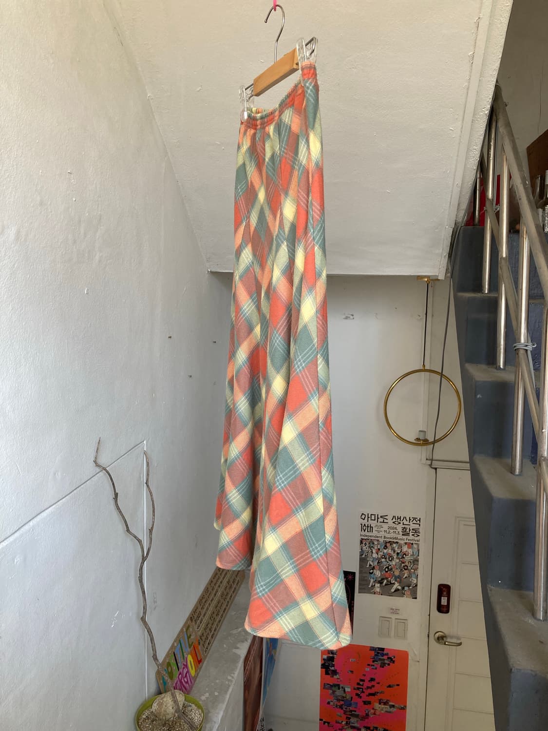 솜사탕 빈티지 체크 롱 스커트 상품이미지4
