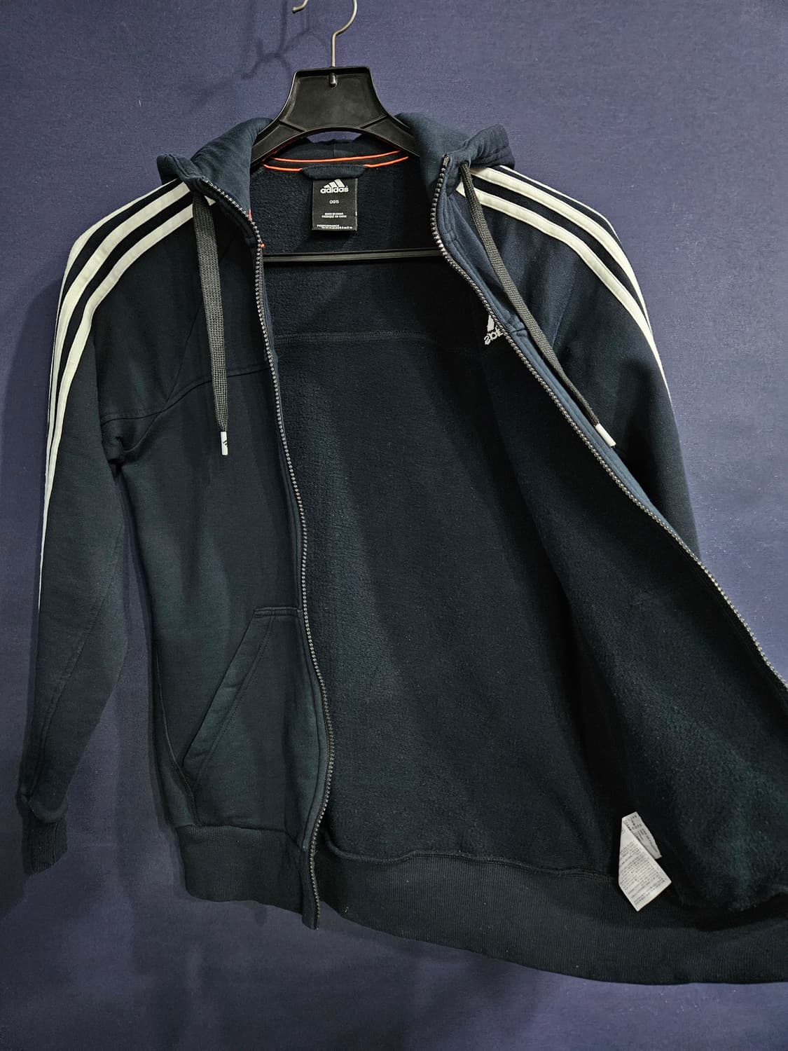 아디다스 삼선 다크네이비 남성 슬림핏 95 기모 후드집업  상품이미지8