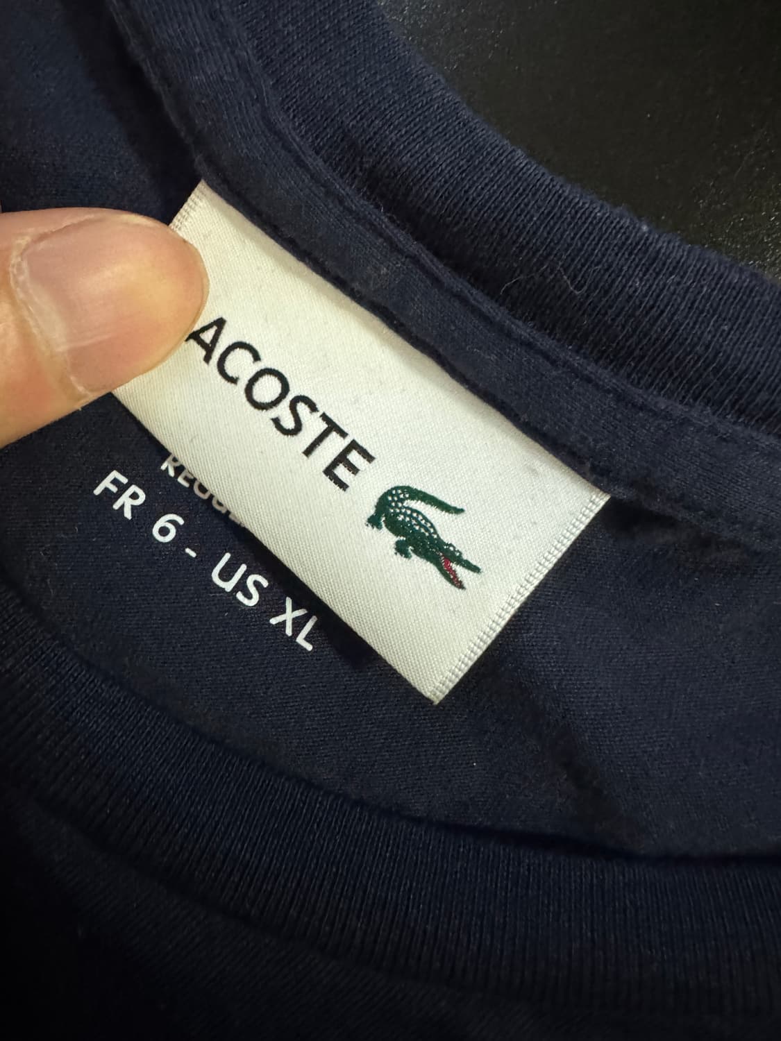 라코스테 레귤러핏 피마 코튼 반팔 티셔츠 XL 네이비 상품이미지3