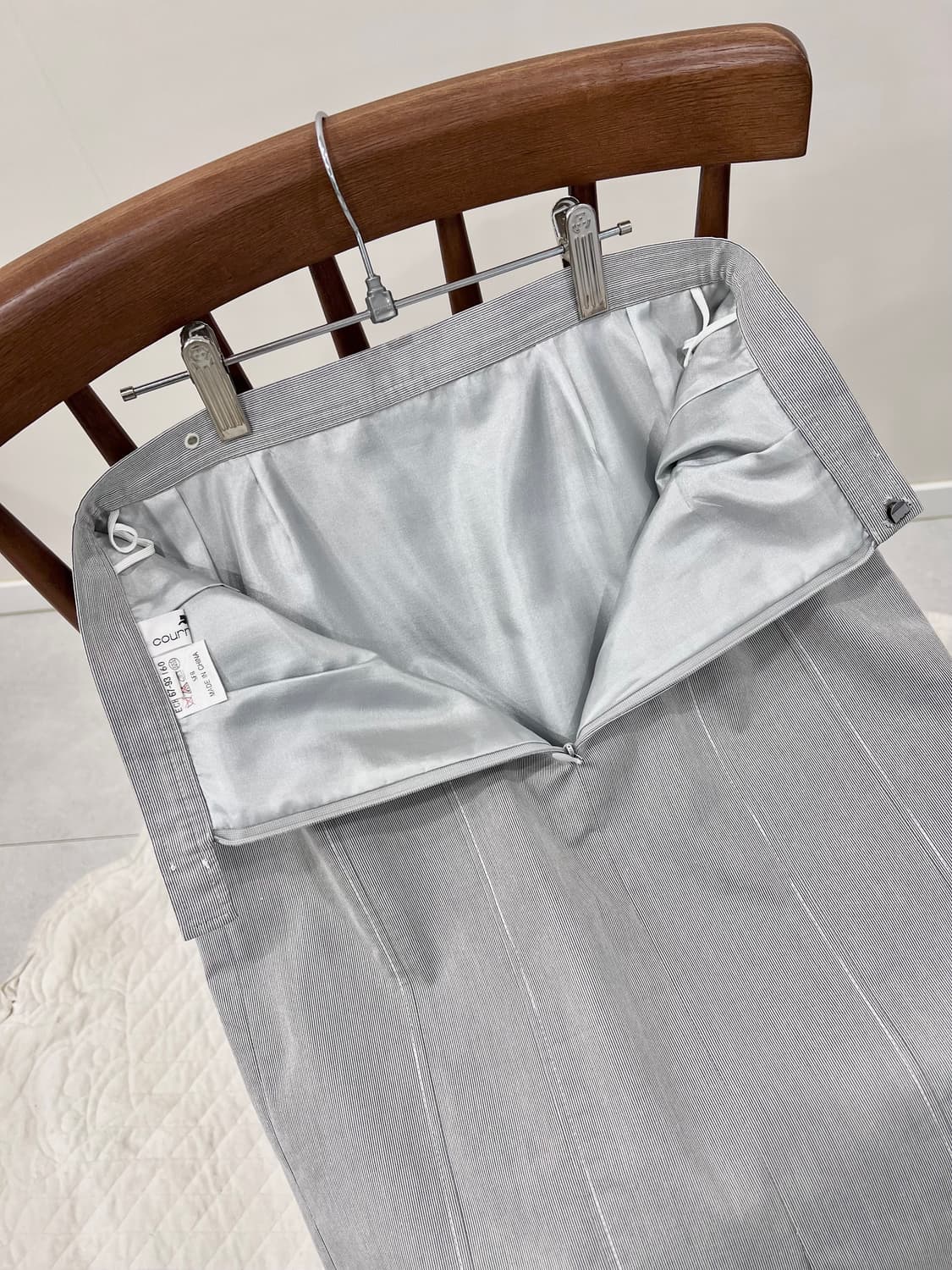 쿠레쥬 블루 그레이 핀스트라이프 스커트 꾸레쥬 상품이미지6