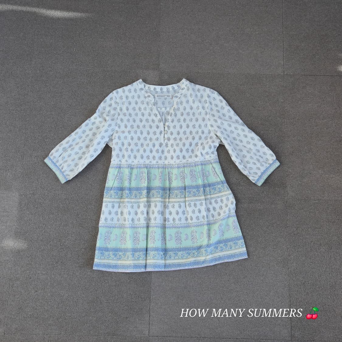 Honeysukle rose 화이트 블루/그린 패턴 블라우스 상품이미지10