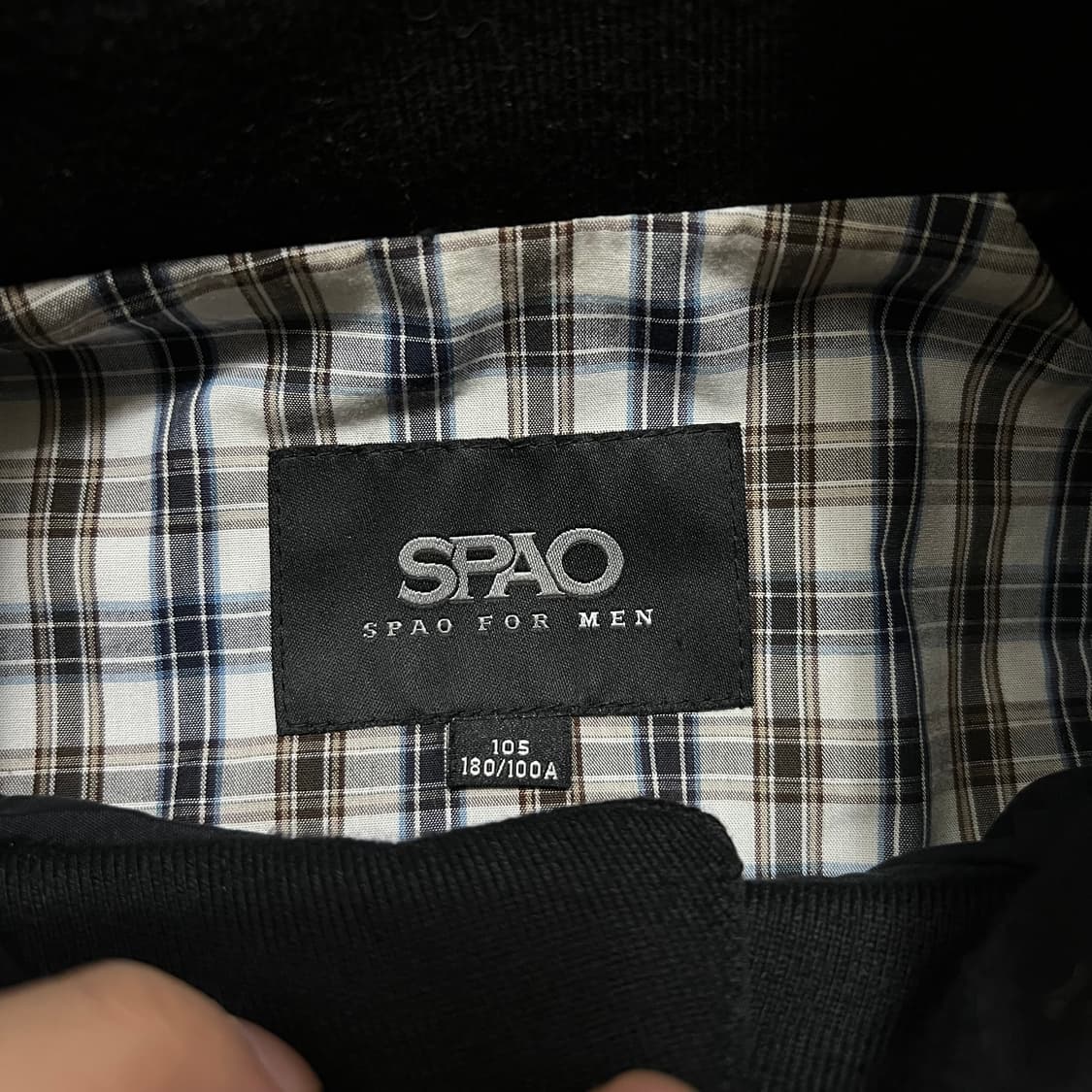 스파오 포 맨 남성 체크 안감 베이직 코튼 집업자켓 [블랙] XL/105 상품이미지4
