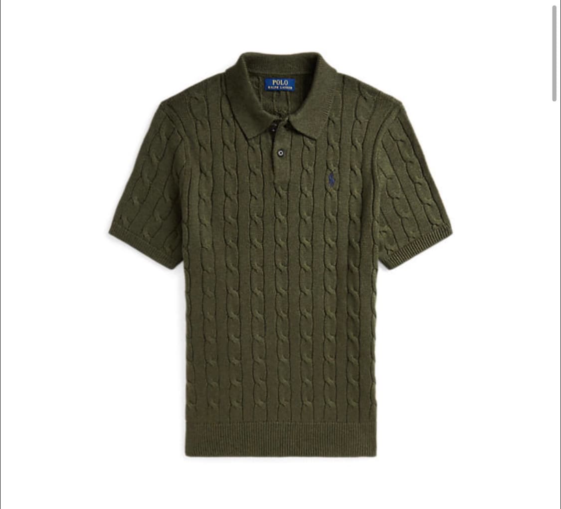 폴로/ 케이블 니트 반팔 카키/ XL 상품이미지1