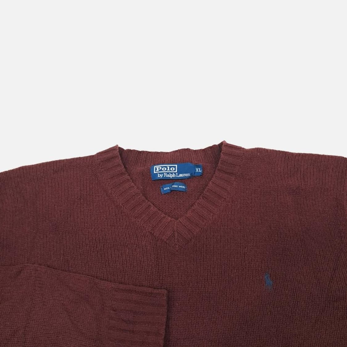 (CS569)XL 폴로 랄프로렌 버건디 V넥 램스울 니트 스웨터knit 상품이미지3