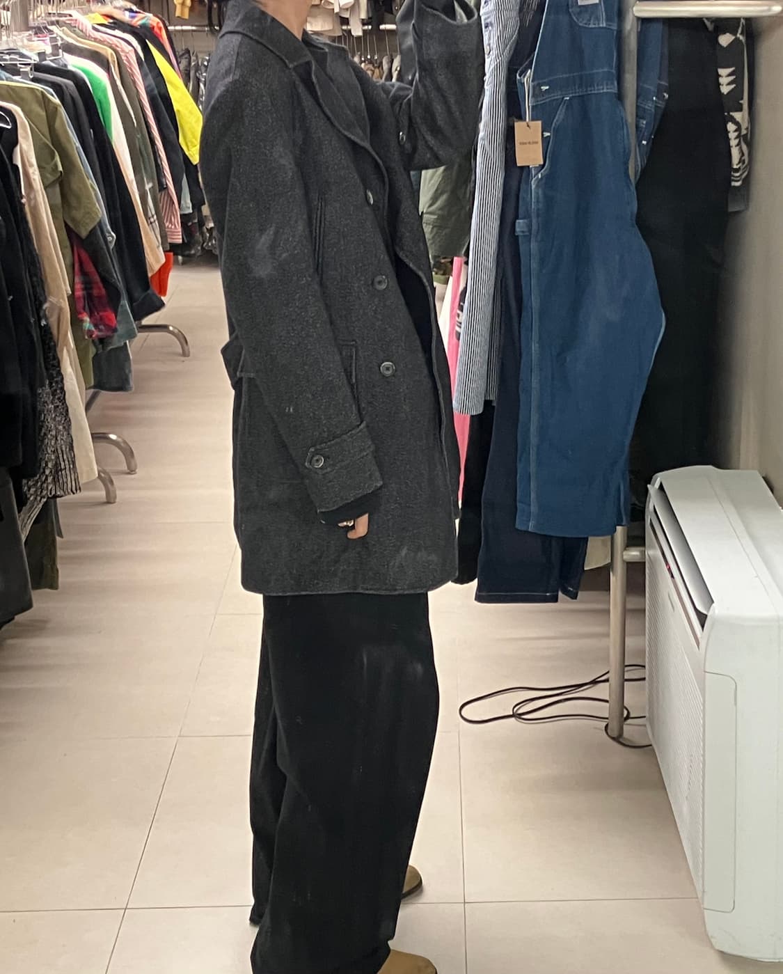 루이지 보렐리 그레이 헤링본 더블 브레스티드 코트 48 상품이미지10