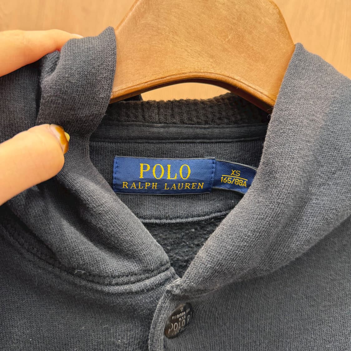 폴로 랄프 로렌 후드 바시티 자켓 배색 와펜 디테일 레귤러핏 블랙 상품이미지7