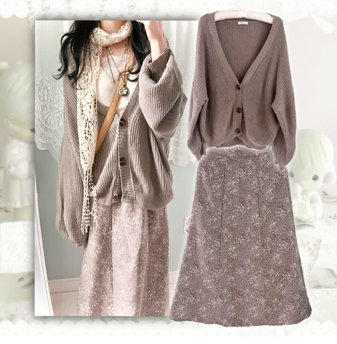 퍄뮤빈티지 파뮤빈티지 모리걸그런지페어리 롱 스커트 라떼갸루플로럴하구미일본 상품이미지1