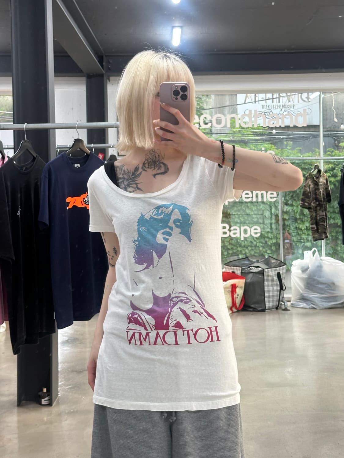 히스테릭 글래머 Hot Damn 그래픽 반팔 티셔츠 상품이미지1