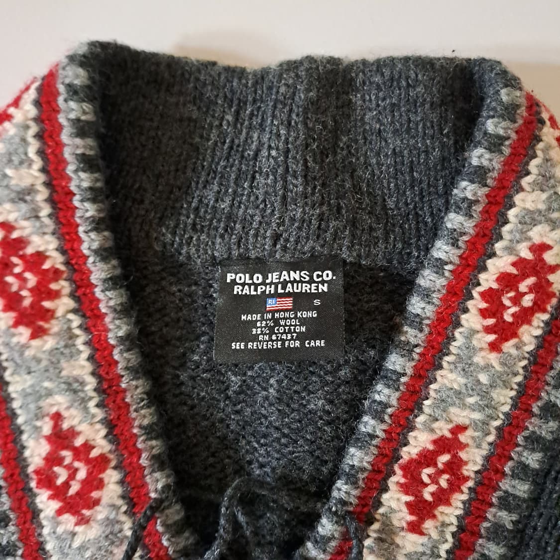 (여성) 폴로진 패턴 울 브이넥 니트 S A901 상품이미지6