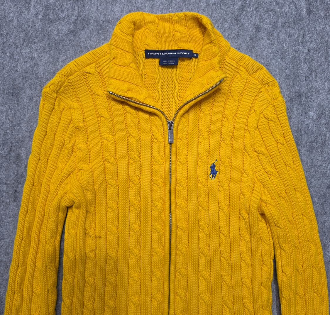 폴로 랄프로렌 스포츠 꽈배기 케이블 니트 집업 옐로우 S 상품이미지4