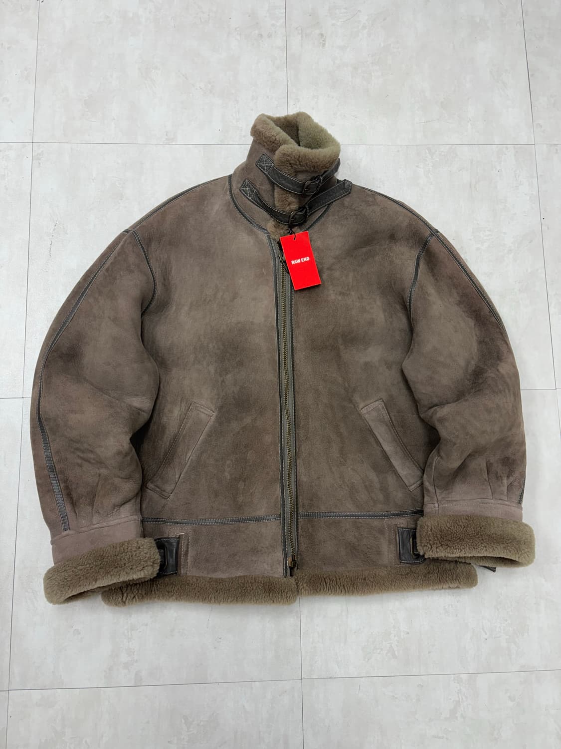 브라운 스웨이드 가죽 무스탕 #80 상품이미지1