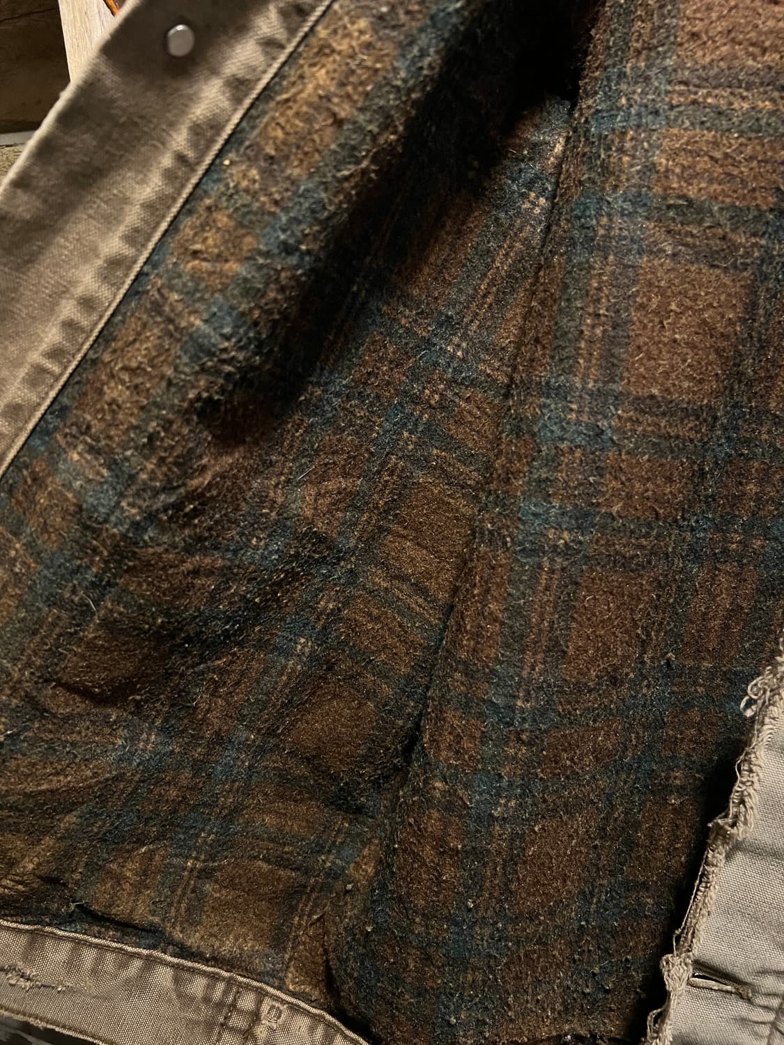 [L]90's 칼하트 USA Made 데미지드 캔버스 트러커 워크 자켓 상품이미지6