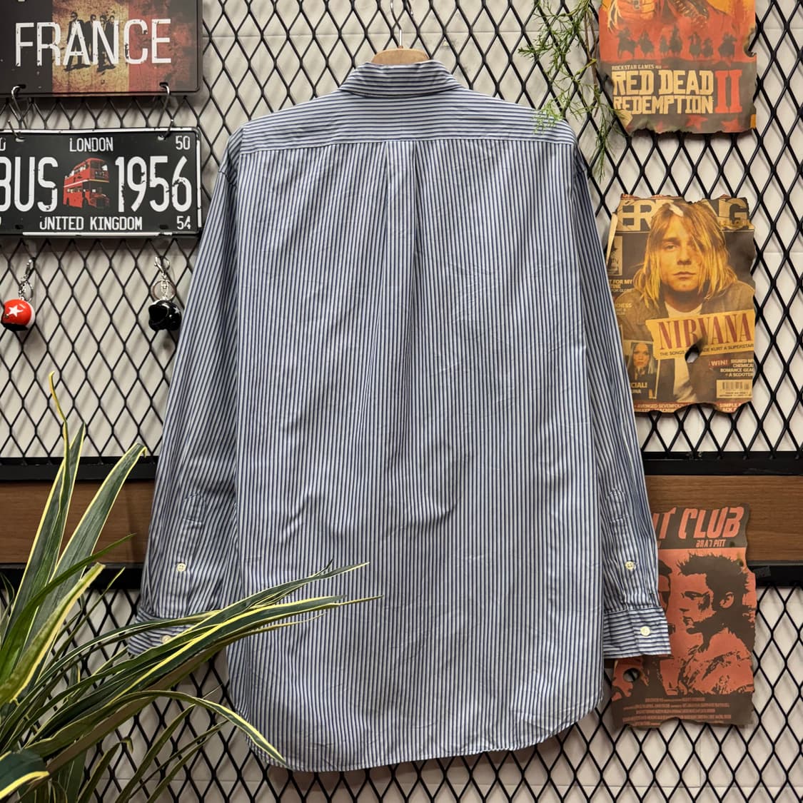 폴로 랄프로렌 스트라이프 긴팔 셔츠 스카이블루 포니 로고 포인트 블루 상품이미지2