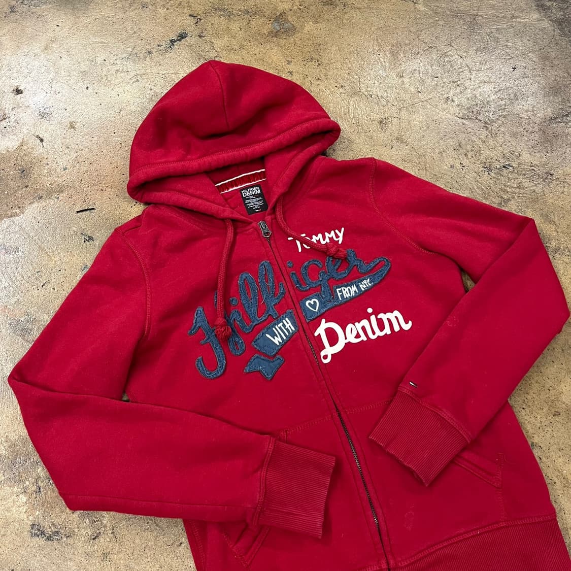 타미힐피거 레드 데님 하트 후드집업  상품이미지1