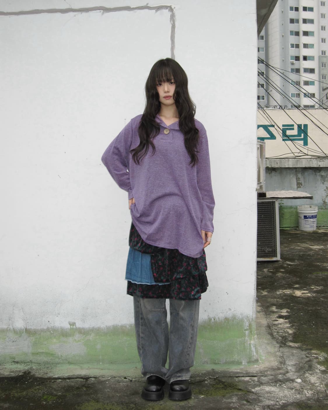 벨벳 믹스패치 레이어드 스커트 상품이미지3