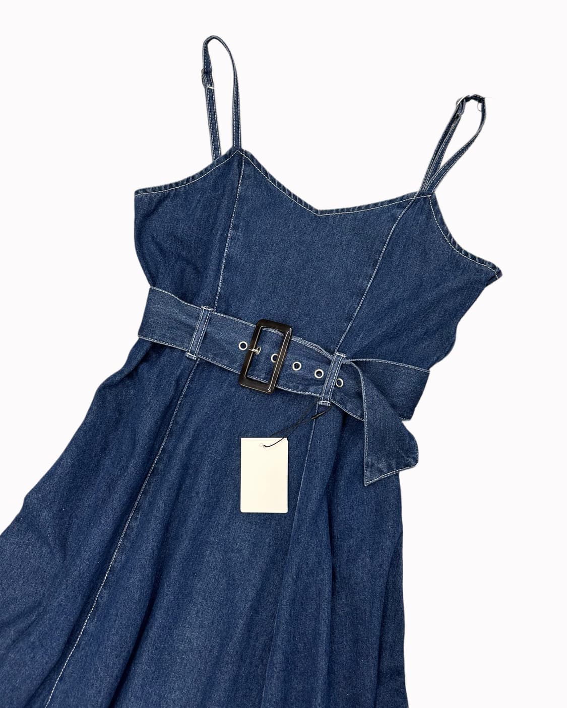 belted denim flare dress 상품이미지2