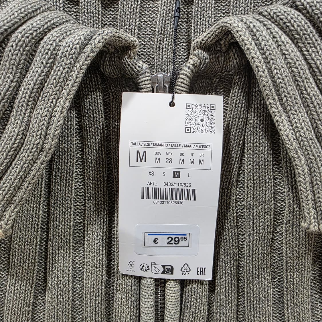 자라(ZARA) 빅카라 리브 니트 집업 가디건 (새상품) 상품이미지3