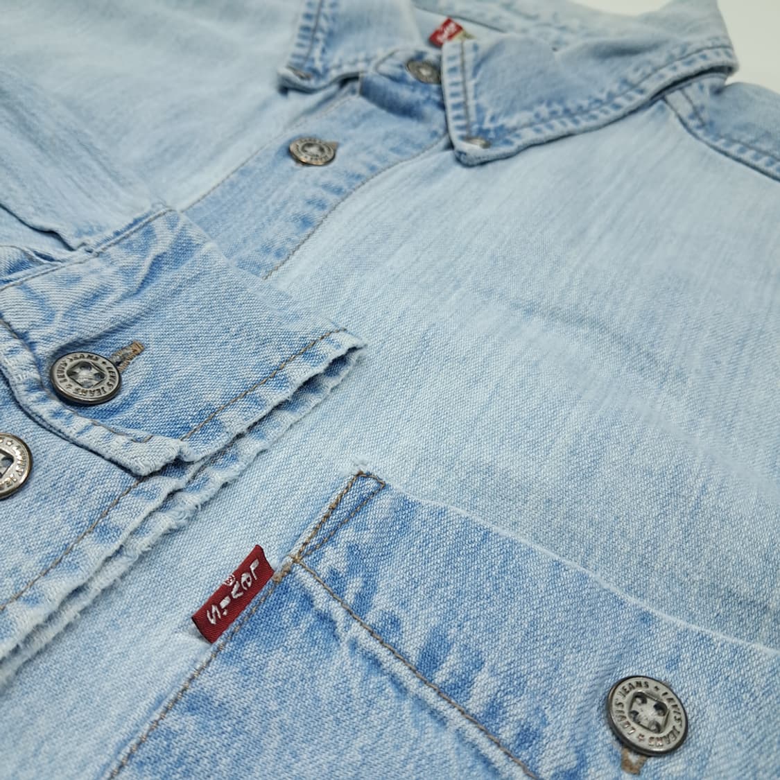 CK093 L 리바이스 90s 홍콩판 60521 연청 데님셔츠 남방 상품이미지4