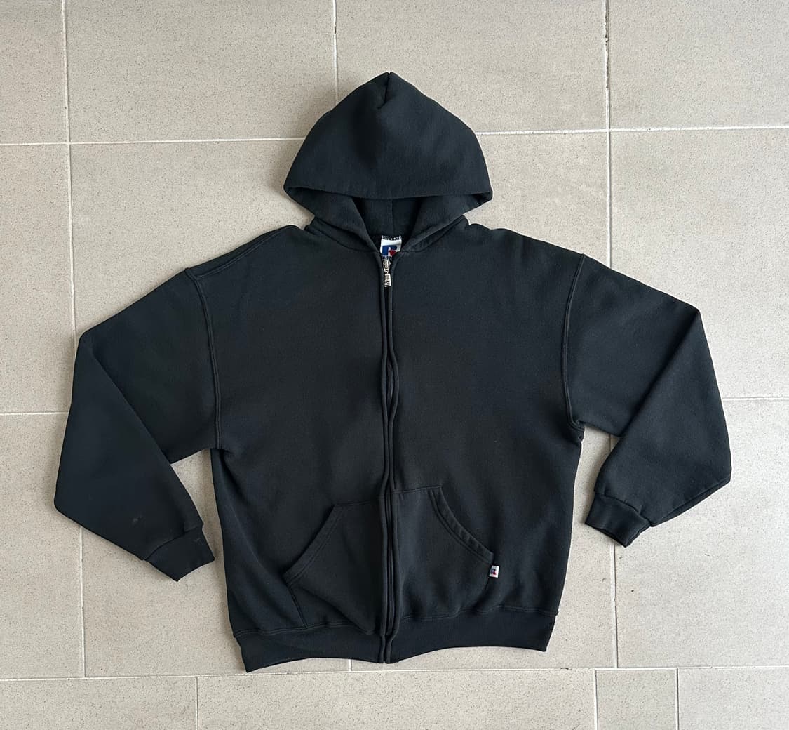 90s 빈티지 러셀 후드집업 블랙 L 상품이미지1