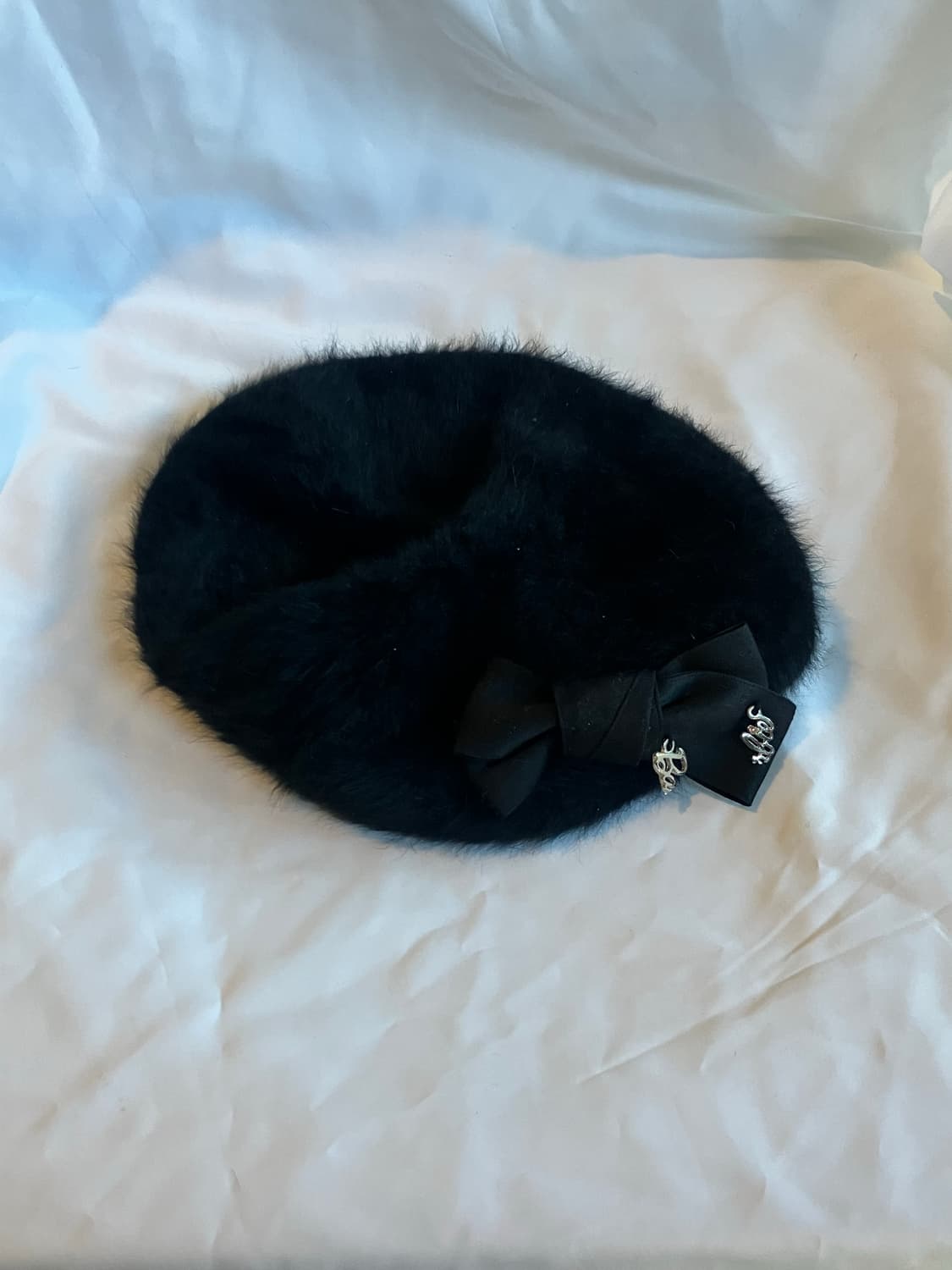 일본빈티지 Barlie 라떼갸루 하구미모리걸 앙고라 리본베레모 상품이미지1