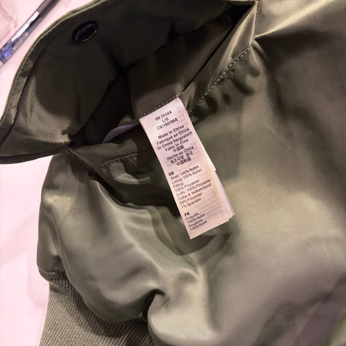 [L] 알파인더스트리 카키 그린 MA-1 항공 점퍼 자켓 C808 상품이미지7