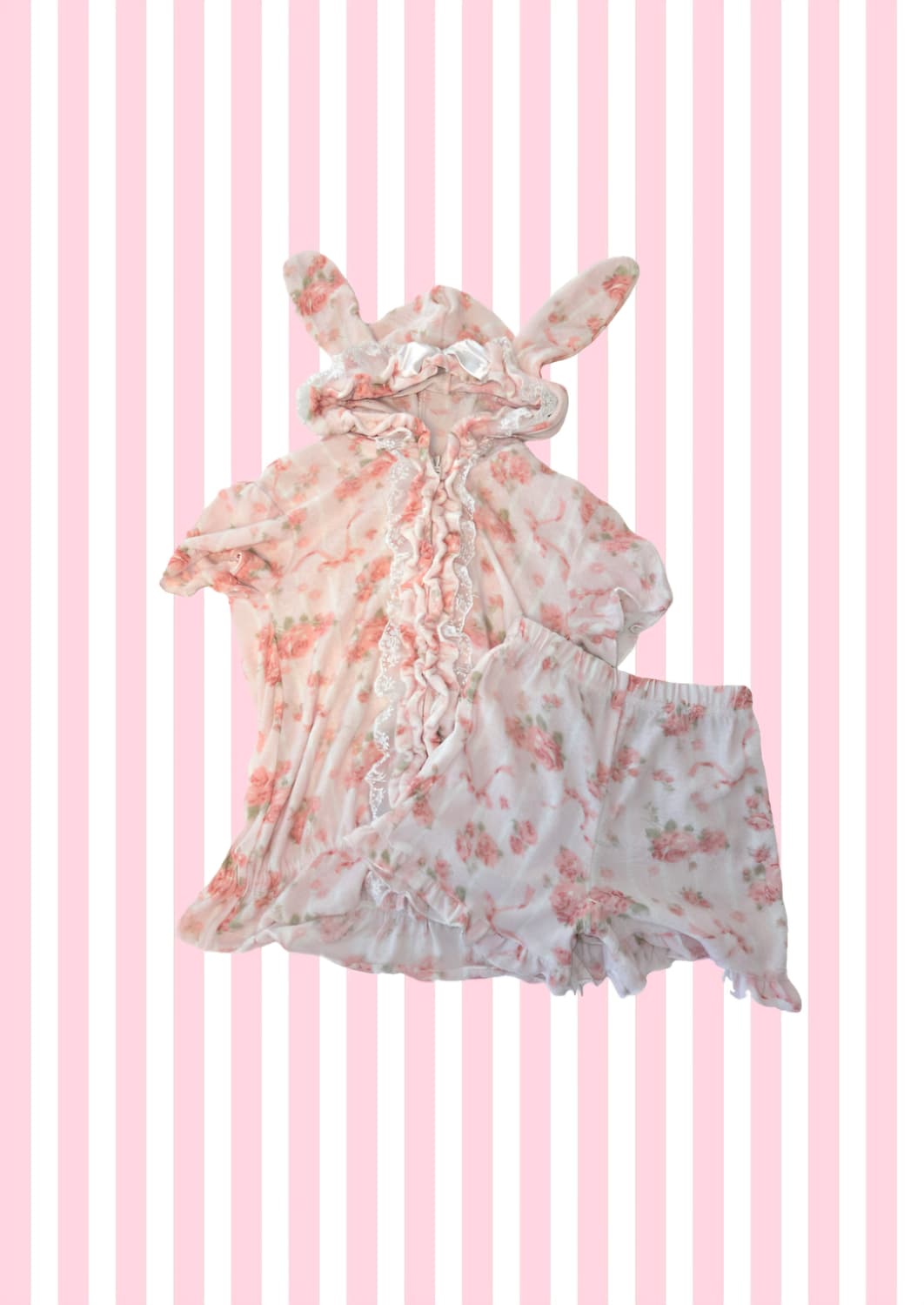 Sugar doll슈가돌 히메카지 핑크 리본 갸루 플로럴 우사미미 룸웨어 상품이미지1