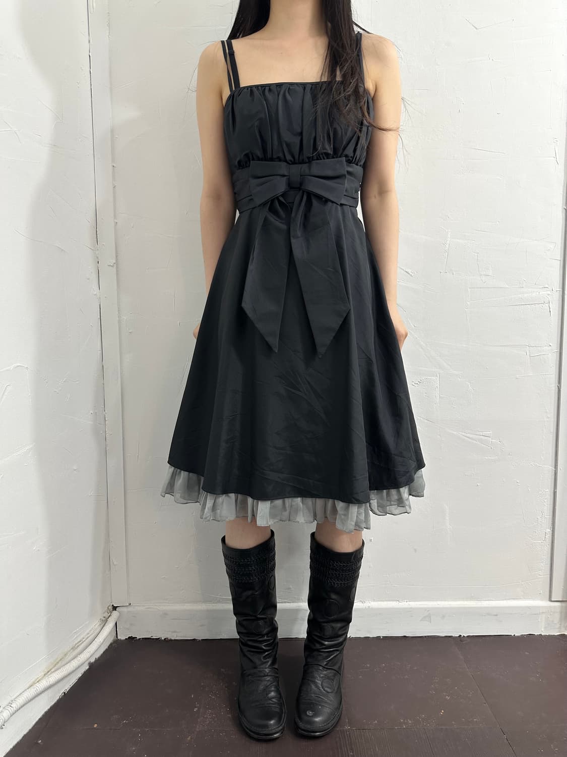ribbon point dress 상품이미지1