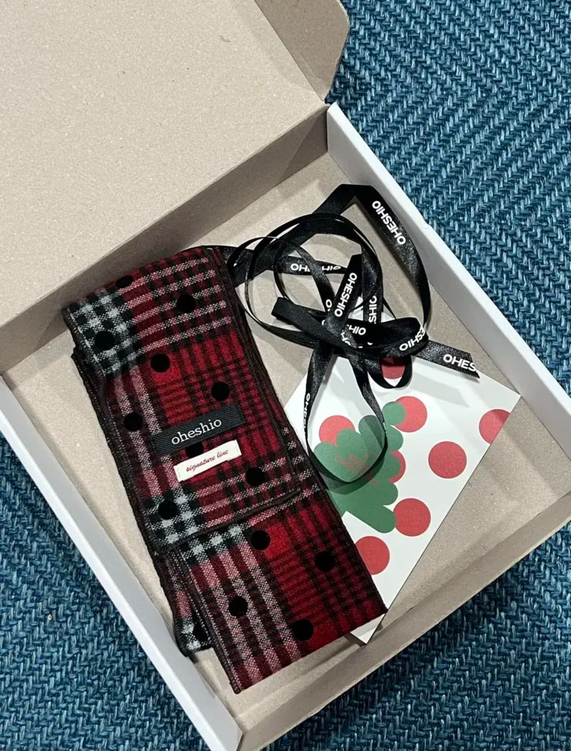 오헤시오 도트 체크 스카프 상품이미지1