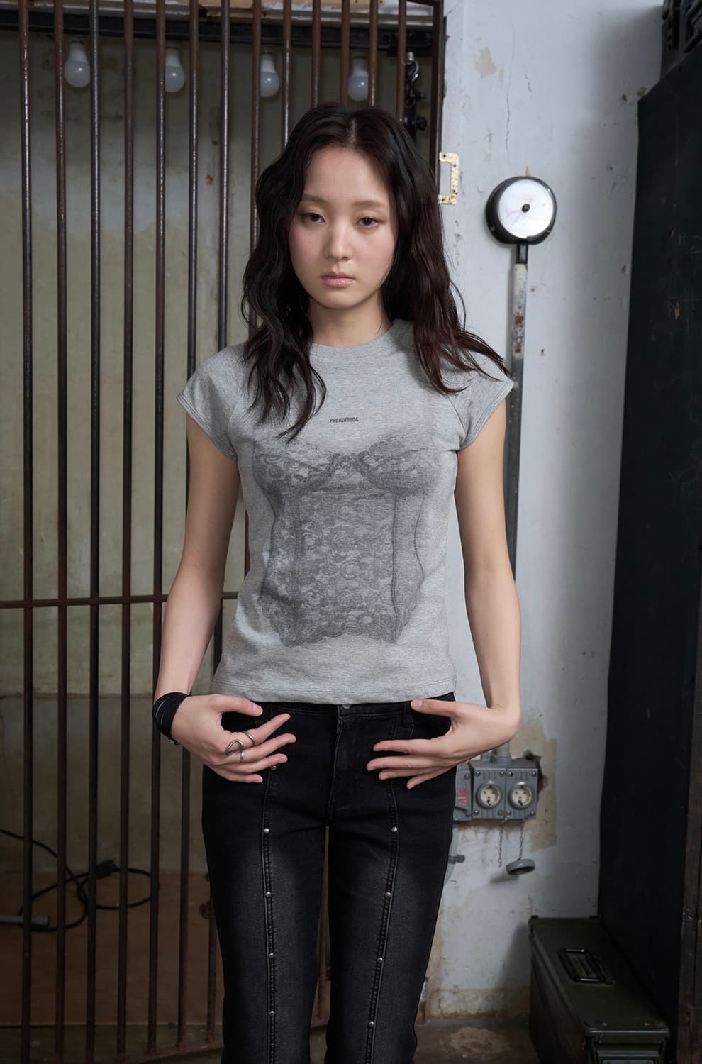 헬레네파리스 코르셋 프린트 하프티셔츠 멜란지 상품이미지4