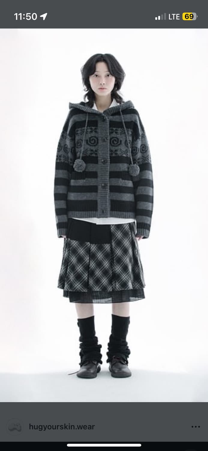 허그유어스킨  Angel wing hooded pom-pom cardig 상품이미지1