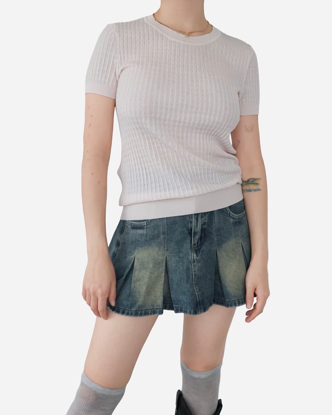 Ferragamo Silk-Wool Ribbed Kninit Top 상품이미지3