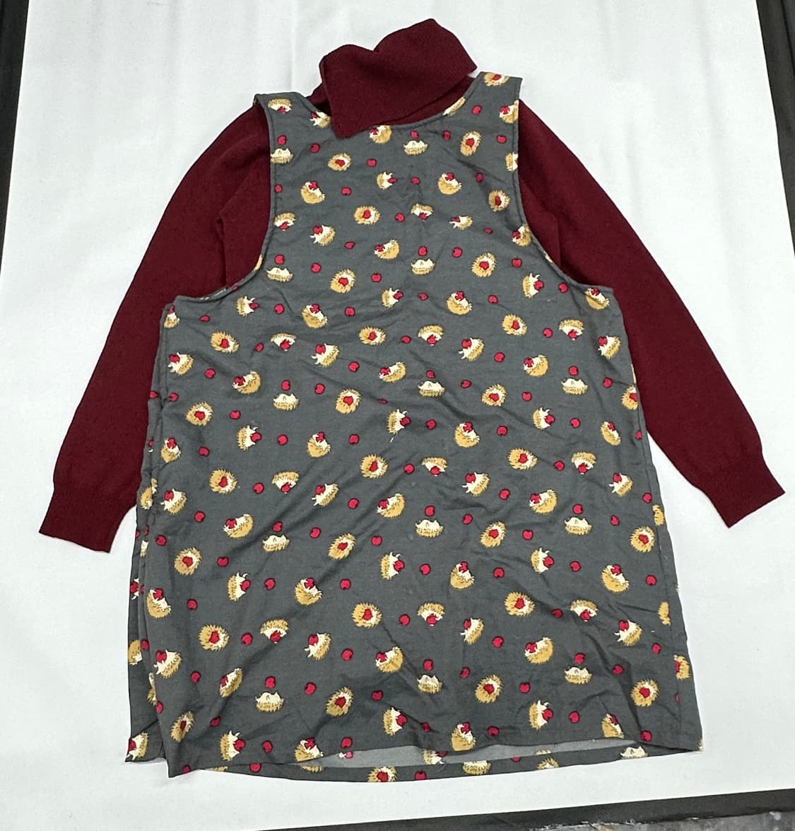 🦔하구미의  원피스 레이어드 코디세트🦔 버건디 목폴라 양털 러블리 상품이미지4