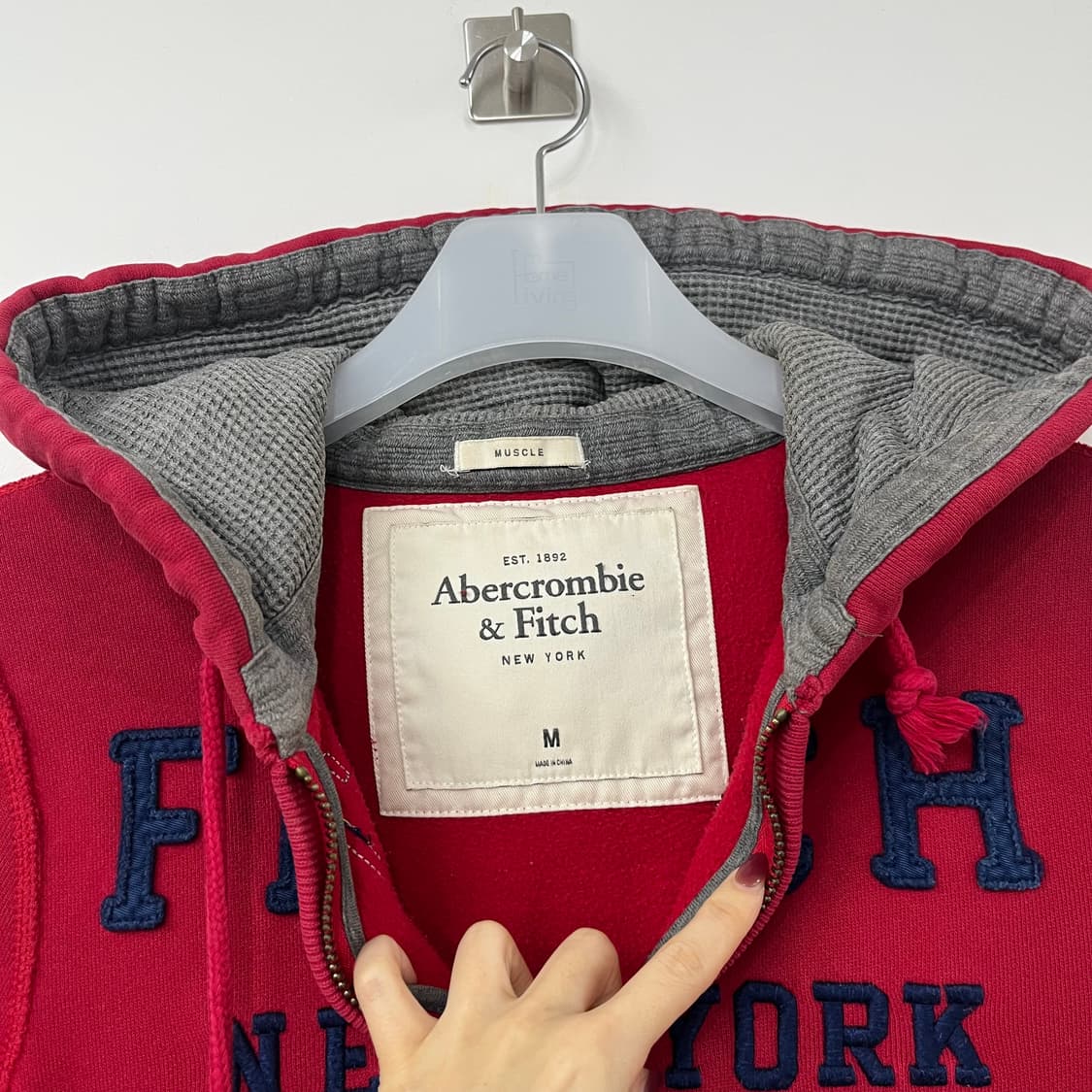 아베크롬비 자수로고 레드 후드집업 상품이미지5