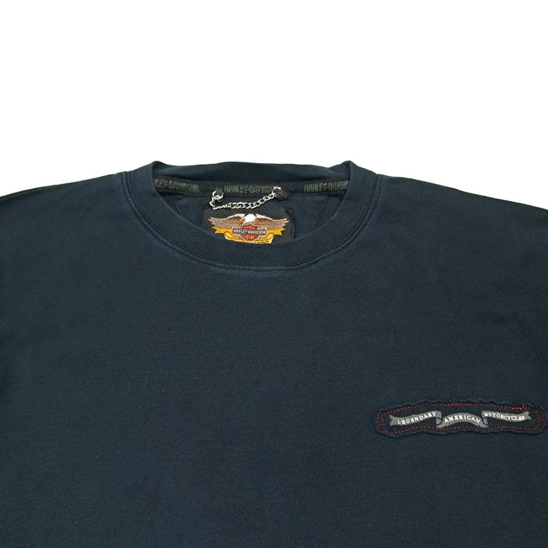 CK151 L 할리데이비슨 00s 체인넥 빅로고 패치 블랙 티셔츠 상품이미지2