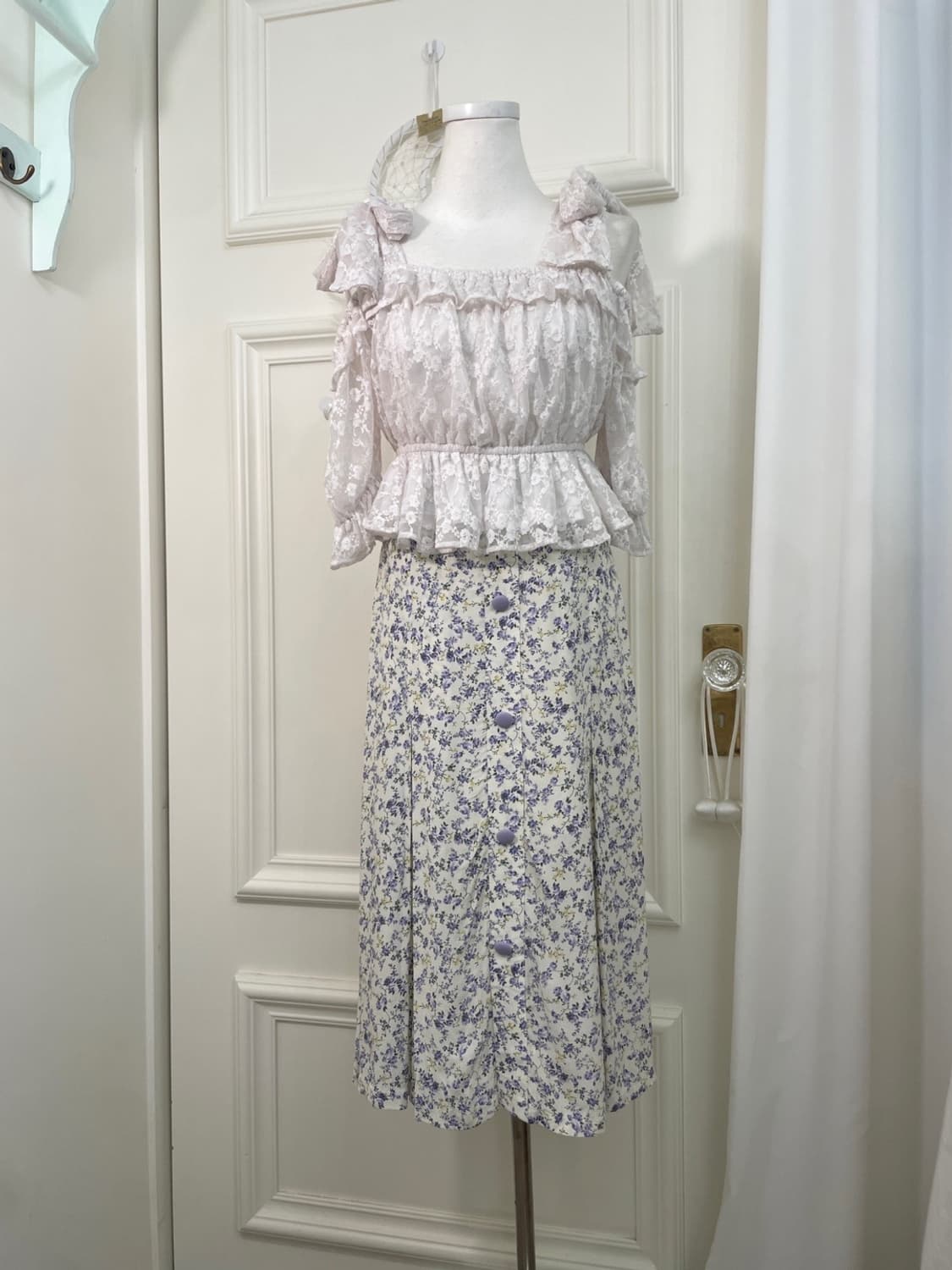 ivory lavender flower pattern banding sk 상품이미지6