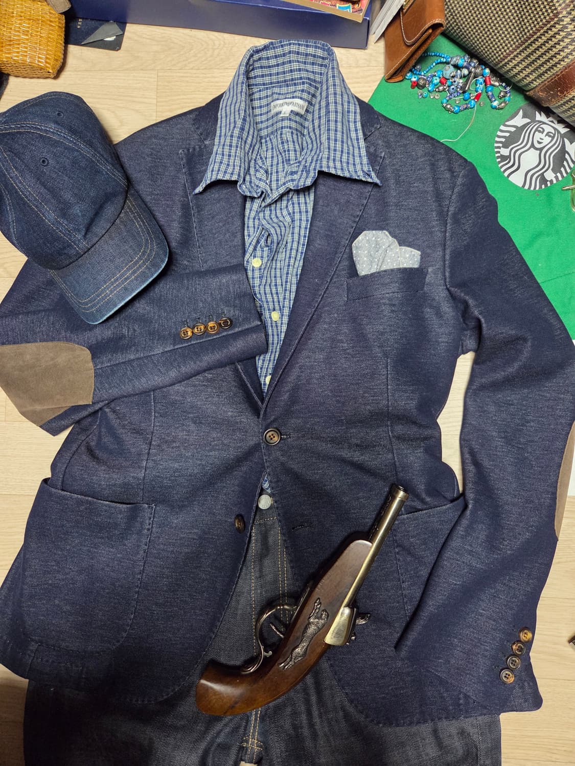 (3회 착용)(ITALY)ELEVENTY 데님 블레이저 인디고 패치 자켓 상품이미지4