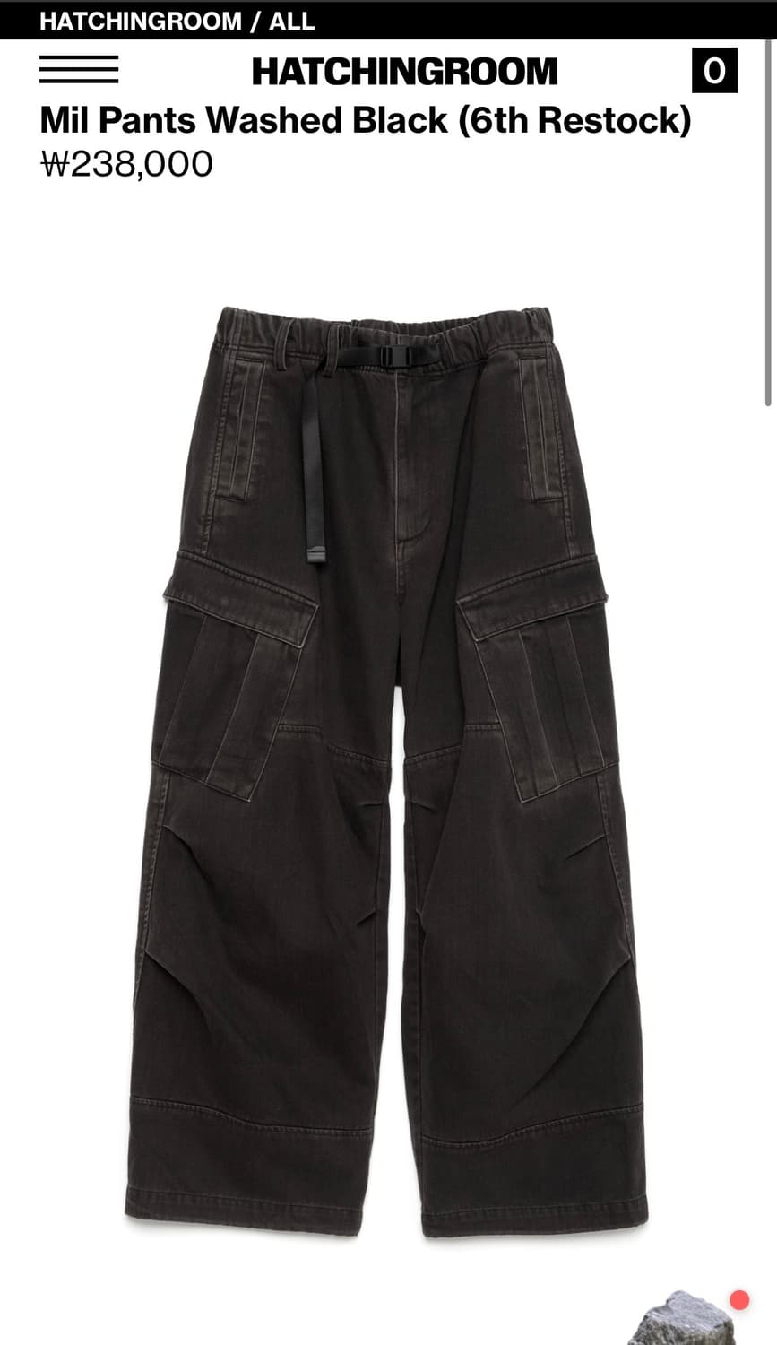 해칭룸 밀 팬츠 워시드 블랙 2사이즈 상품이미지1