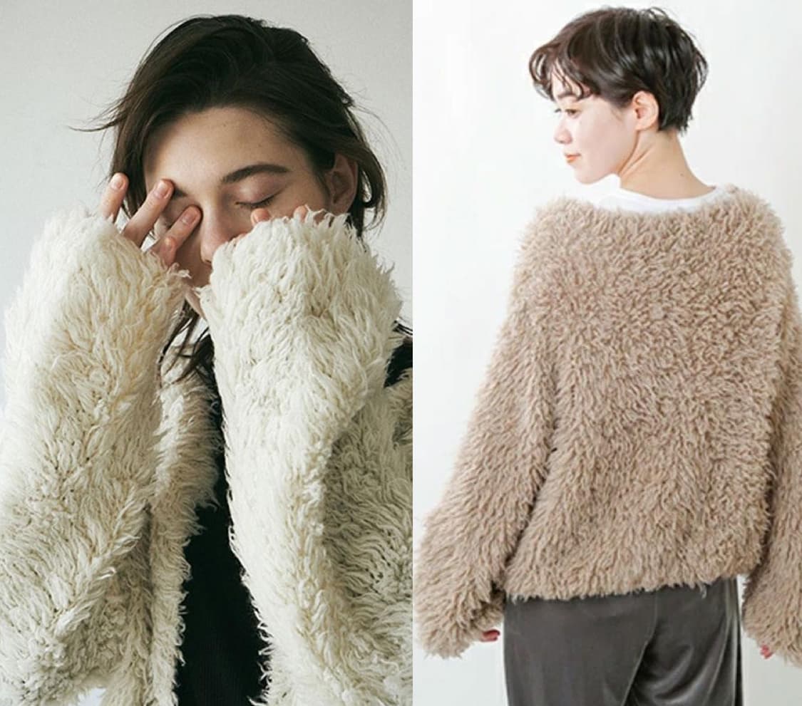 1) unfil 언필 캐시미어 샤기 니트 가디건 상품이미지8