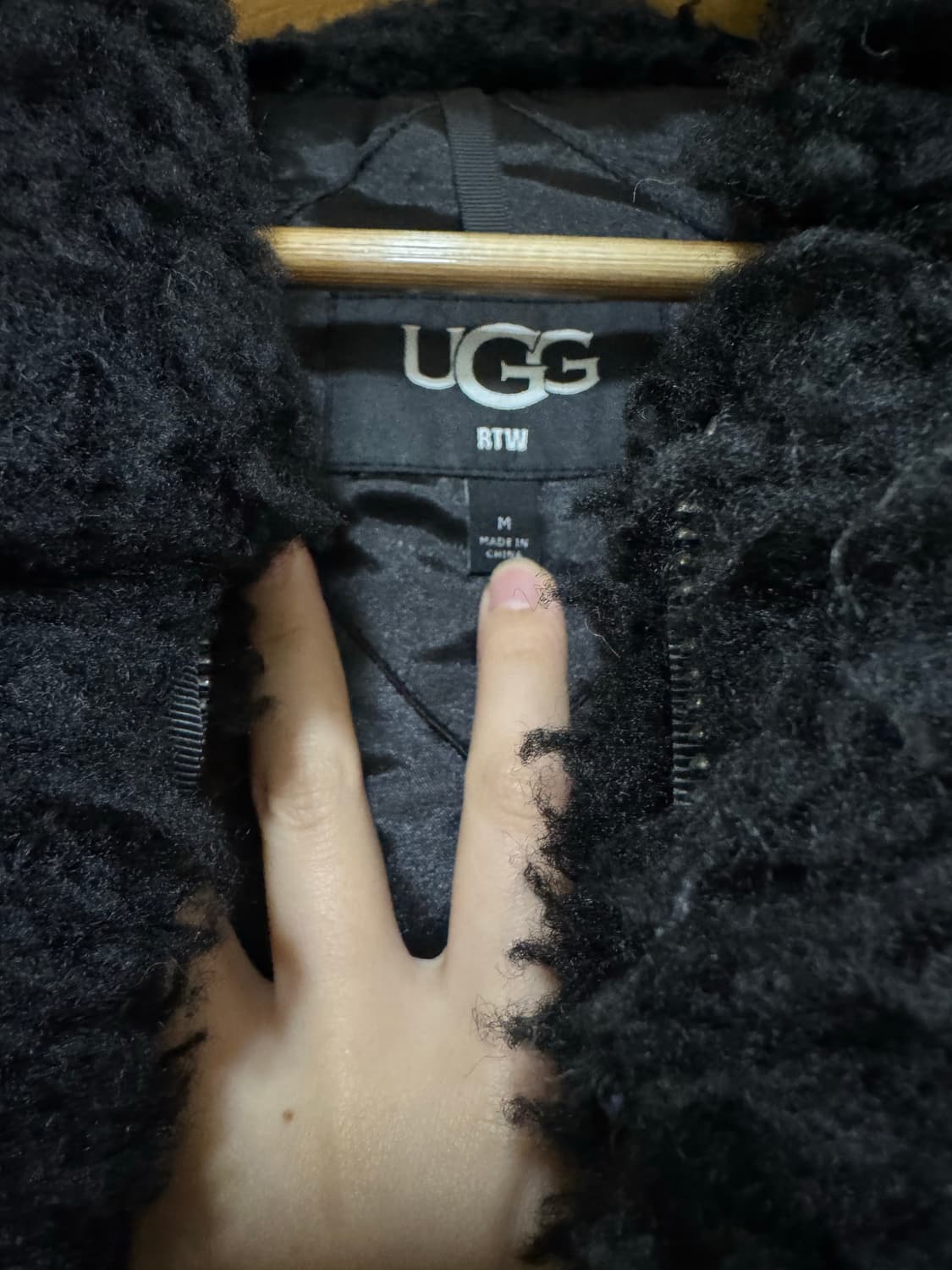 어그 정품 ugg 숏 셸파 집업 블랙 뽀글이 후리스 m 상품이미지2