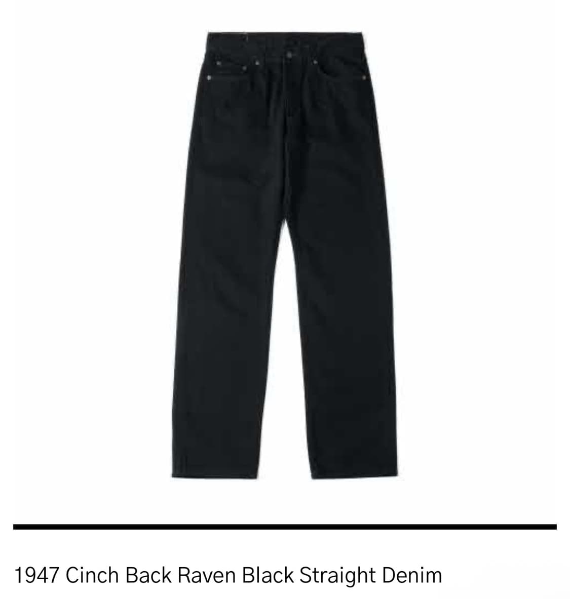 (2) htae 1947 Cinch Back 블랙 스트레이트 데님 판매 상품이미지1