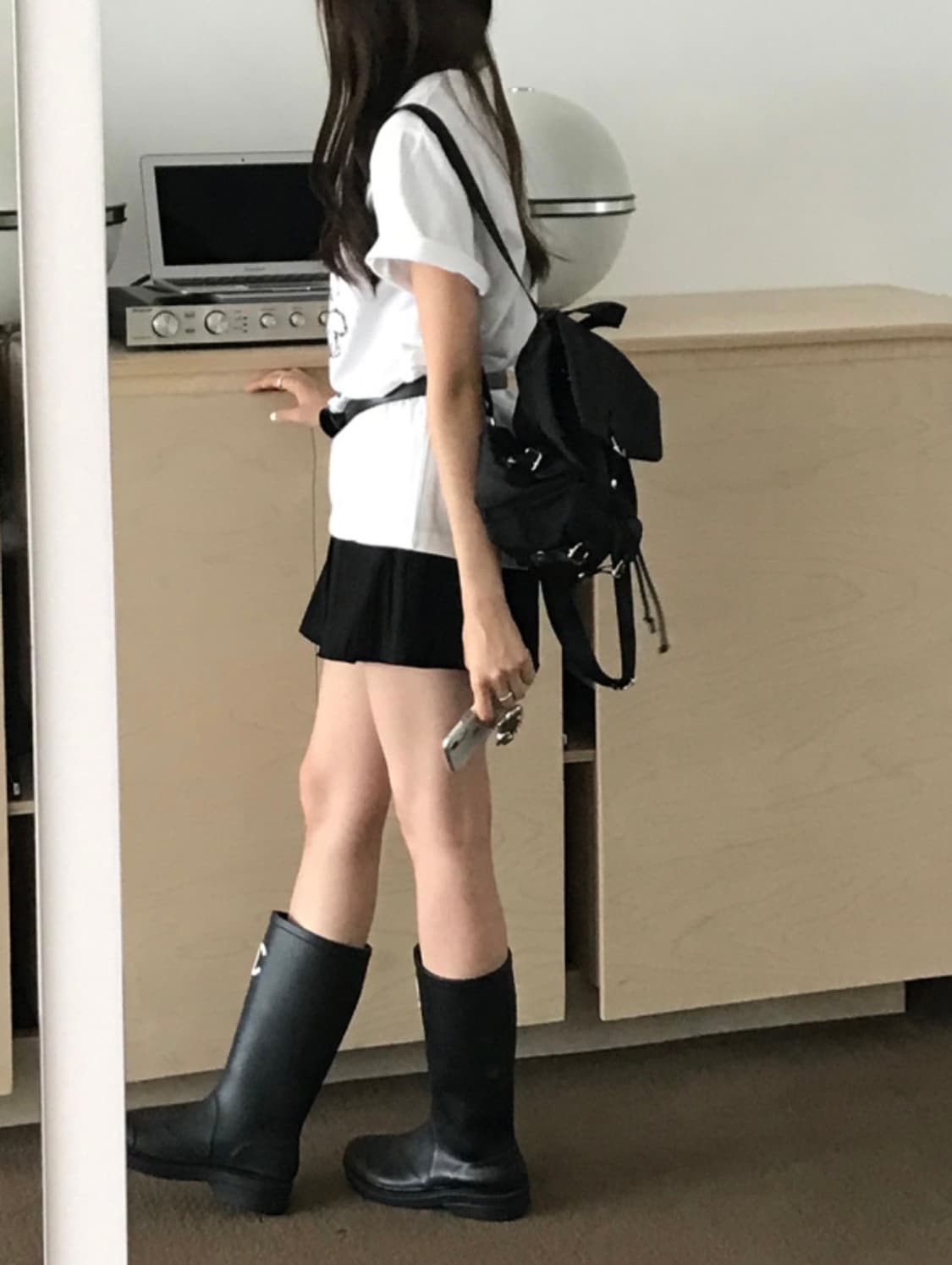 언더라임 플라워 반팔티셔츠 포켓백팩 미니 벨트 코디 세트 상품이미지6