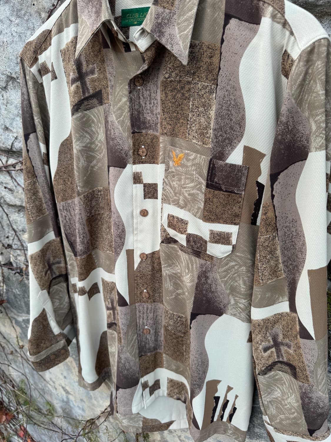 일본 빈티지 폴리100 에스닉 패턴 셔츠 m 상품이미지3