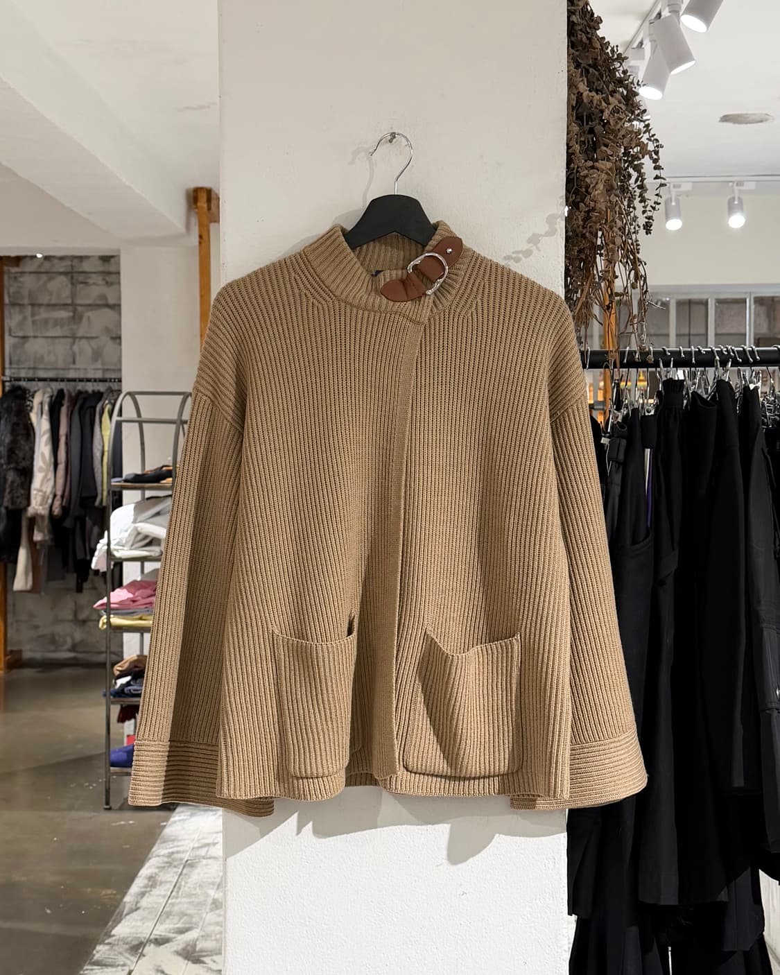 폴로 랄프로렌 브라운 메리노 울 립니트 숄 케이프 상품이미지1