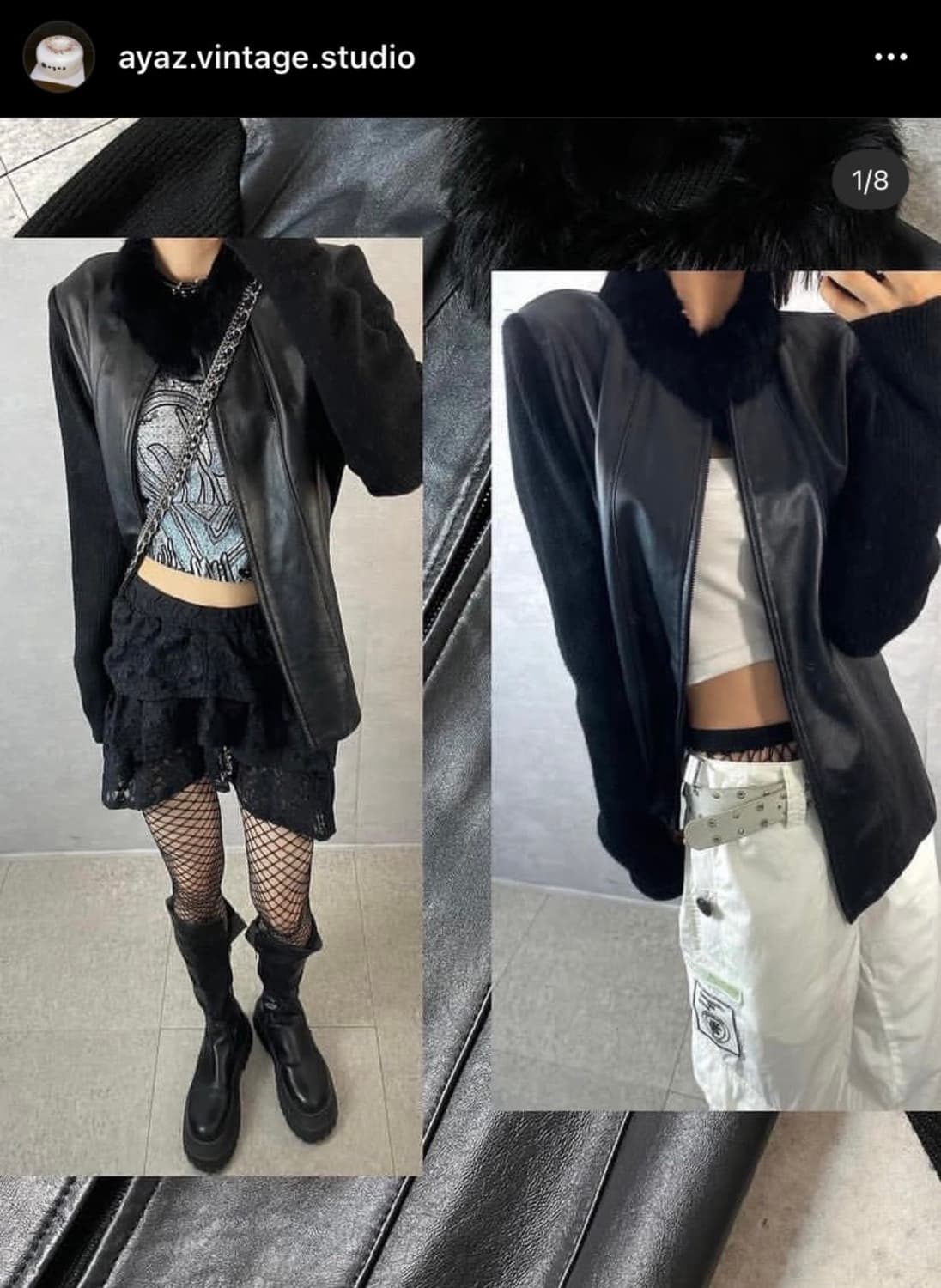 레더 배색 니트 자켓 상품이미지1