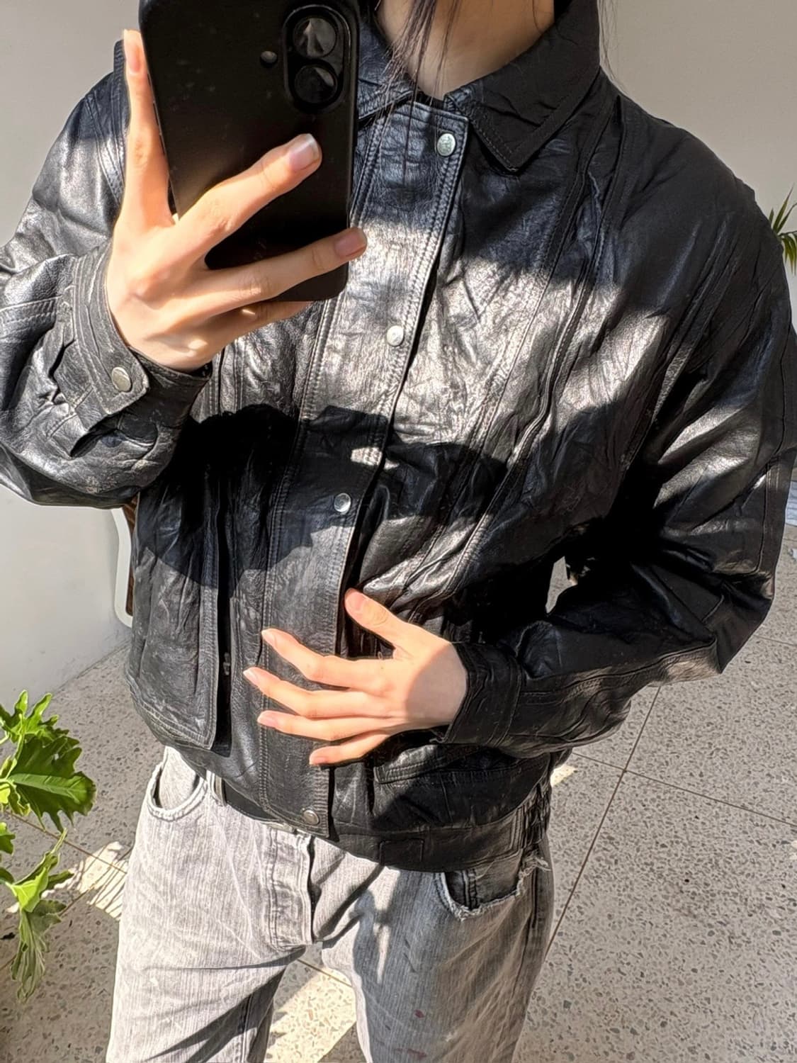 리얼 레더 블루종 자켓 상품이미지2