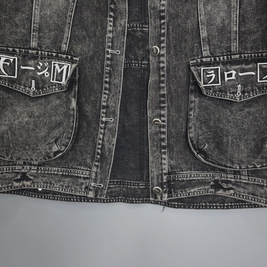 FMJIALIE 워싱 데님 카고 베스트 블랙 M 상품이미지3