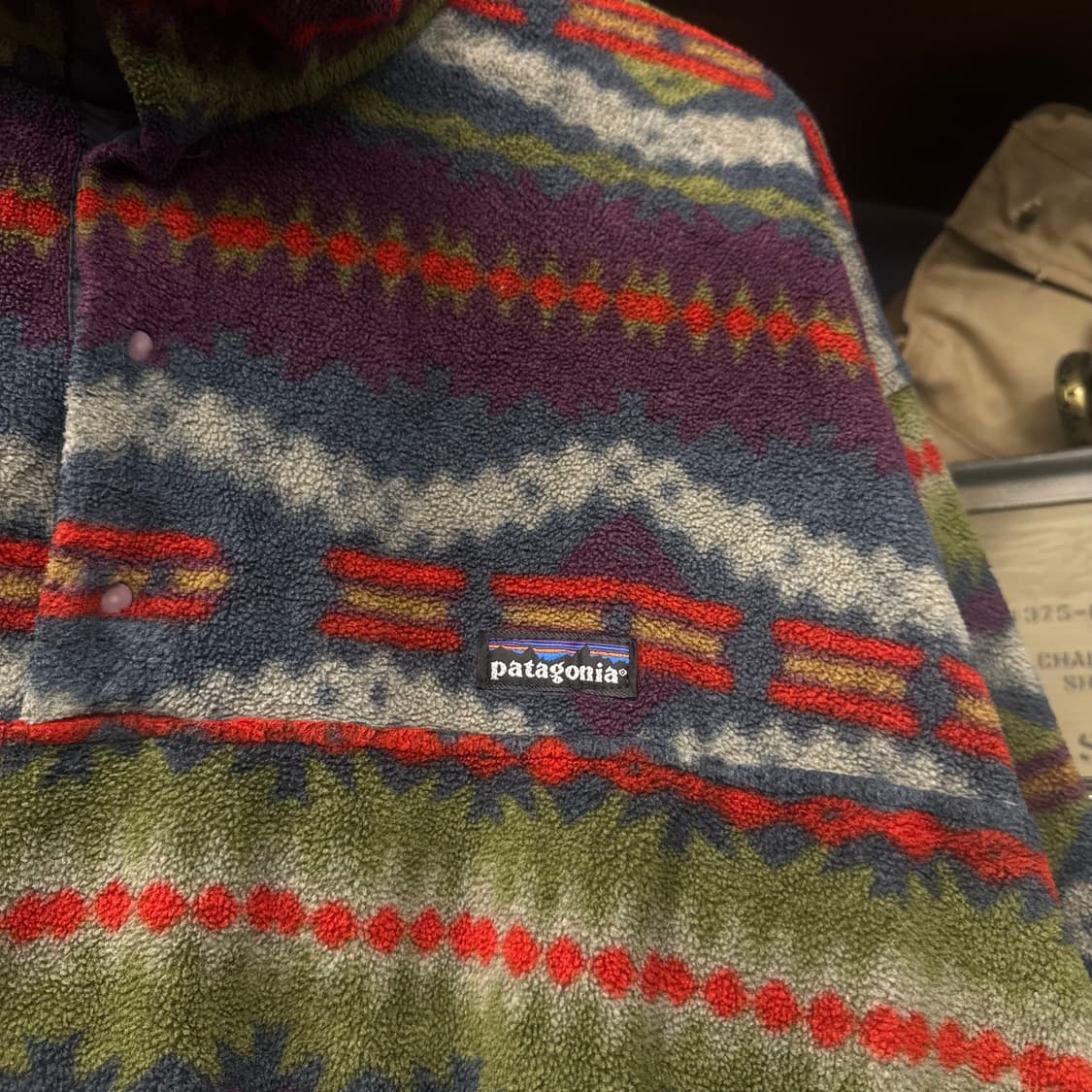 Rare! 90s 파타고니아 네이티브 패턴 스냅-T 신칠라 플리스 상품이미지5